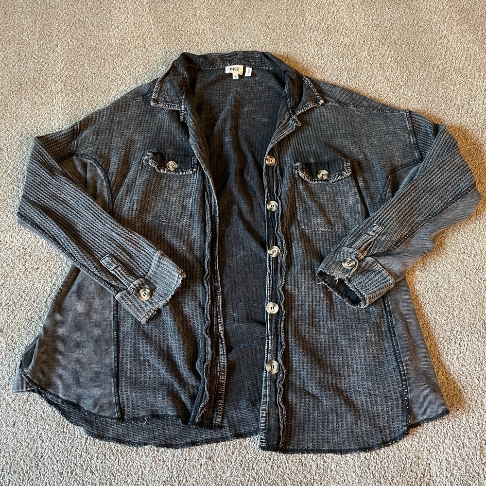 BKE Charcoal Casual Button-Down Shirt